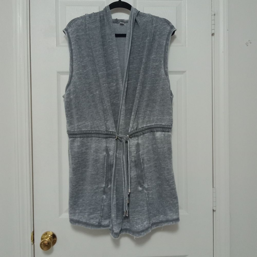 Gray Hooded Cardigan Layering Tie Waist Size 18 20 Cato